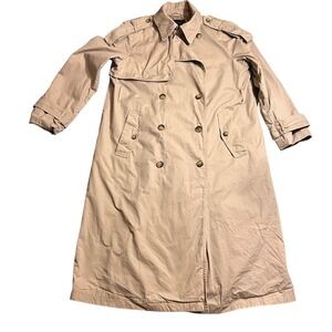 Banana Republic Classic Twill Trench Coat Sanded Khaki Double Breasted Size L
